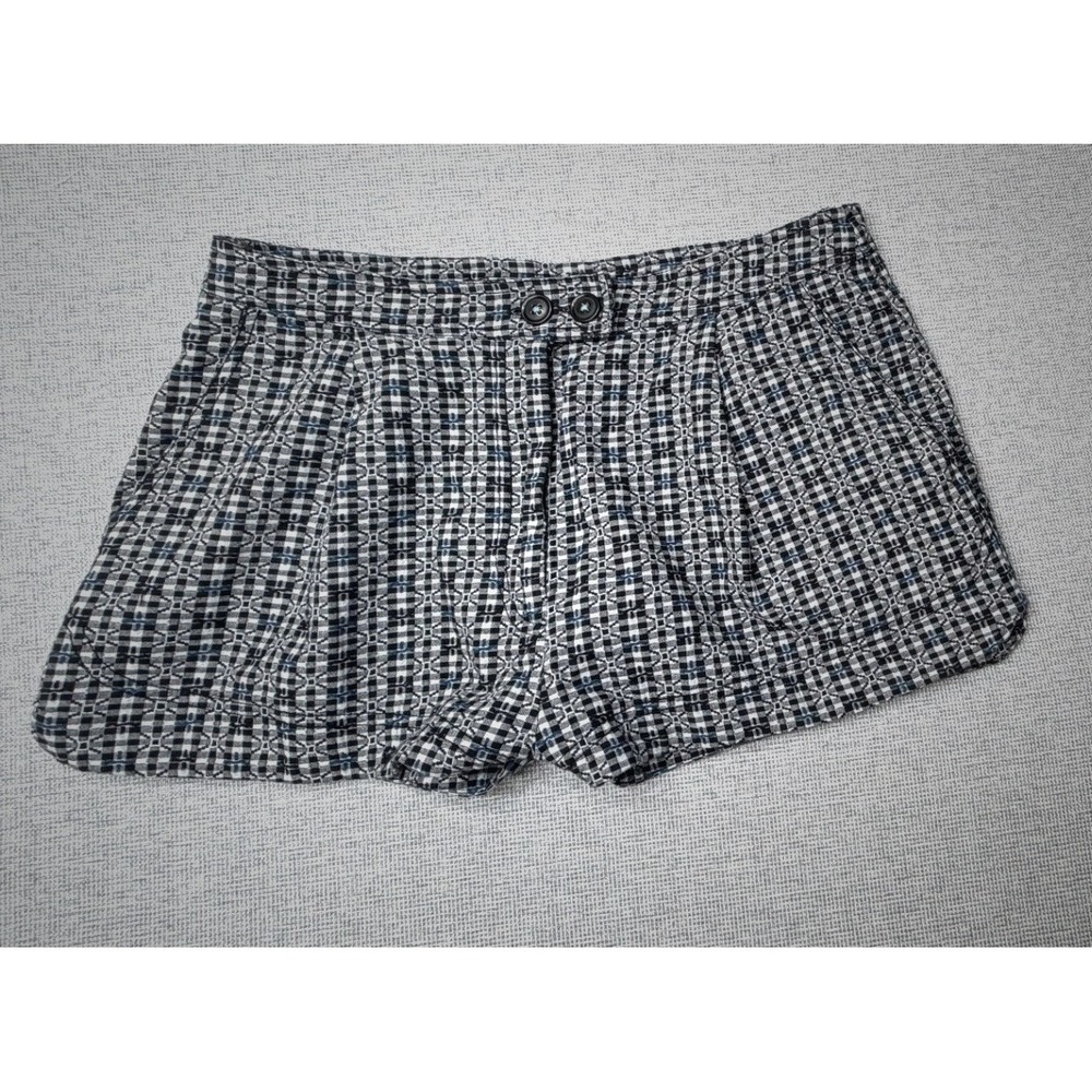 Free People High Waisted Woven Geometric Print Shorts Black White Blue Size M